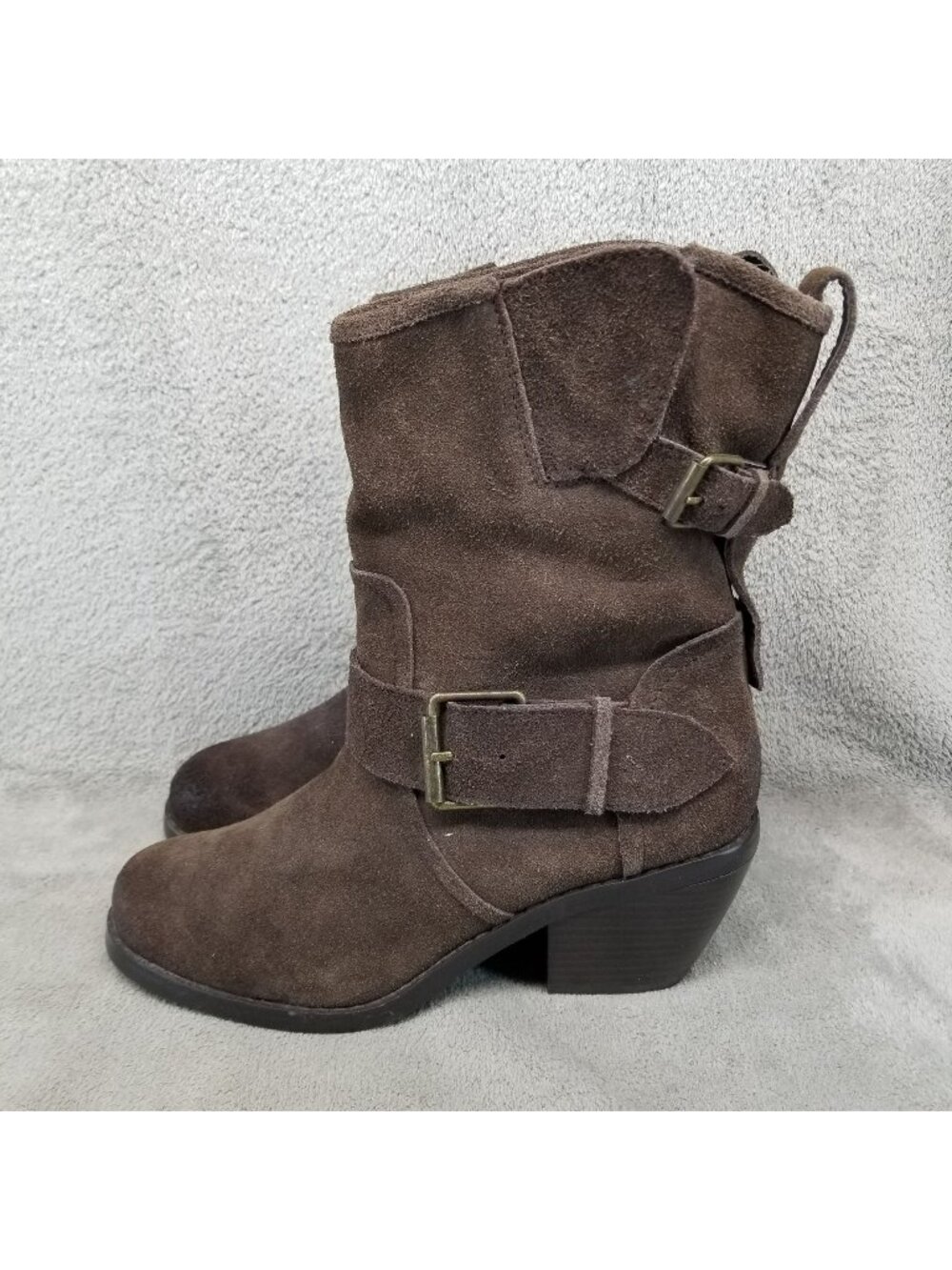 Dolce Vita Shoes Womens Size 7.5 Brown Suede Buckle Mid Calf Boots